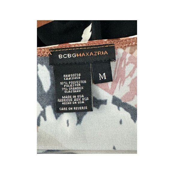 BCBGMaxazria Dress Abstract Floral Pullover Cowl Neck Cap Sleeves Women's Sz M - Picture 3 of 8